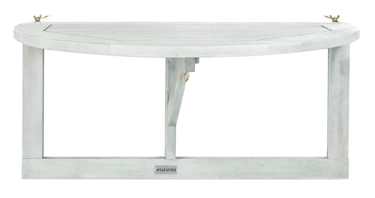 SAFAVIEH front view of Owens rail-mounted half table showing space-saving benefit