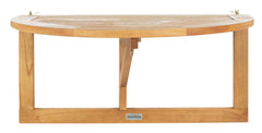 SAFAVIEH Owens front view showing half-moon teak shelf and clean profile for saving space