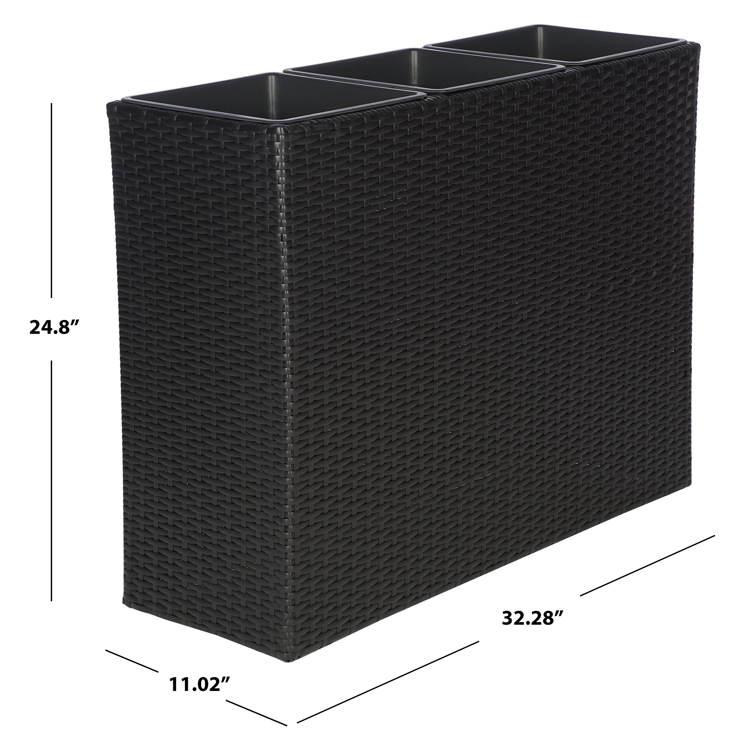 SAFAVIEH close-up of black wicker texture highlighting durable outdoor finish
