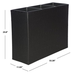 SAFAVIEH close-up of black wicker texture highlighting durable outdoor finish