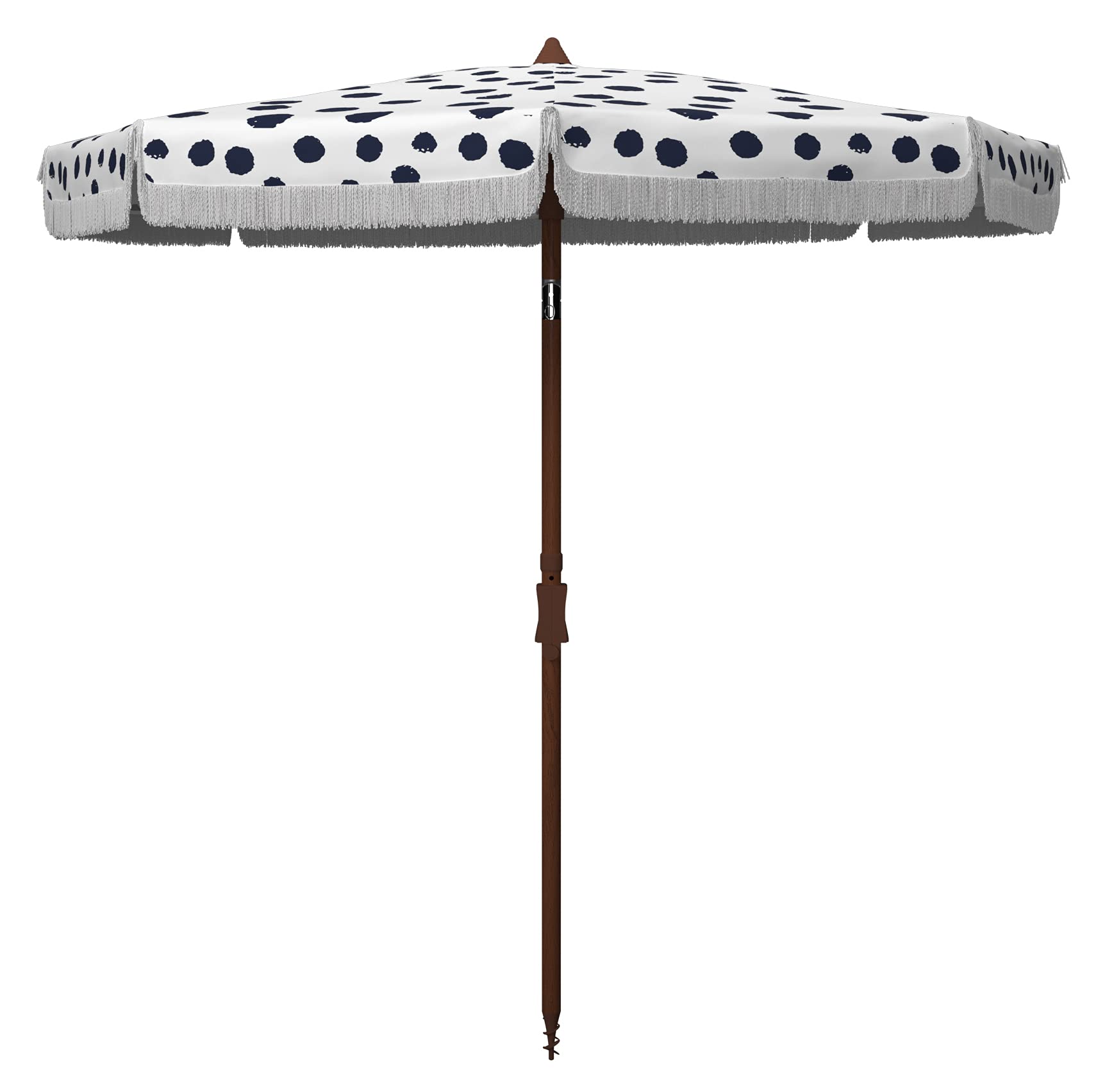 SAFAVIEH front view polka dot canopy showing stylish shade and curb appeal