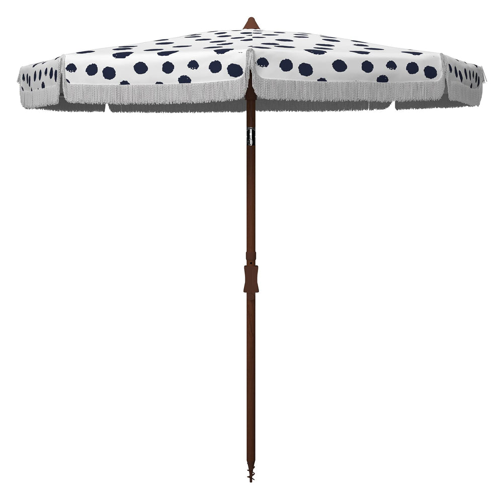 SAFAVIEH front view polka dot canopy showing stylish shade and curb appeal