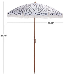 SAFAVIEH umbrella in use on deck with bistro table creating cozy outdoor shade