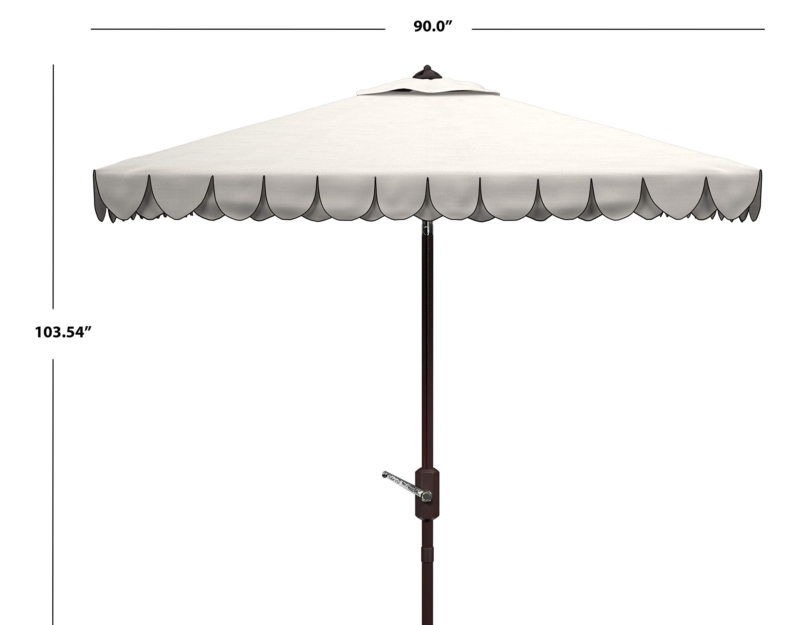 SAFAVIEH closeup of polyester canopy showing black trim and color retention