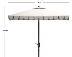 SAFAVIEH closeup of polyester canopy showing black trim and color retention