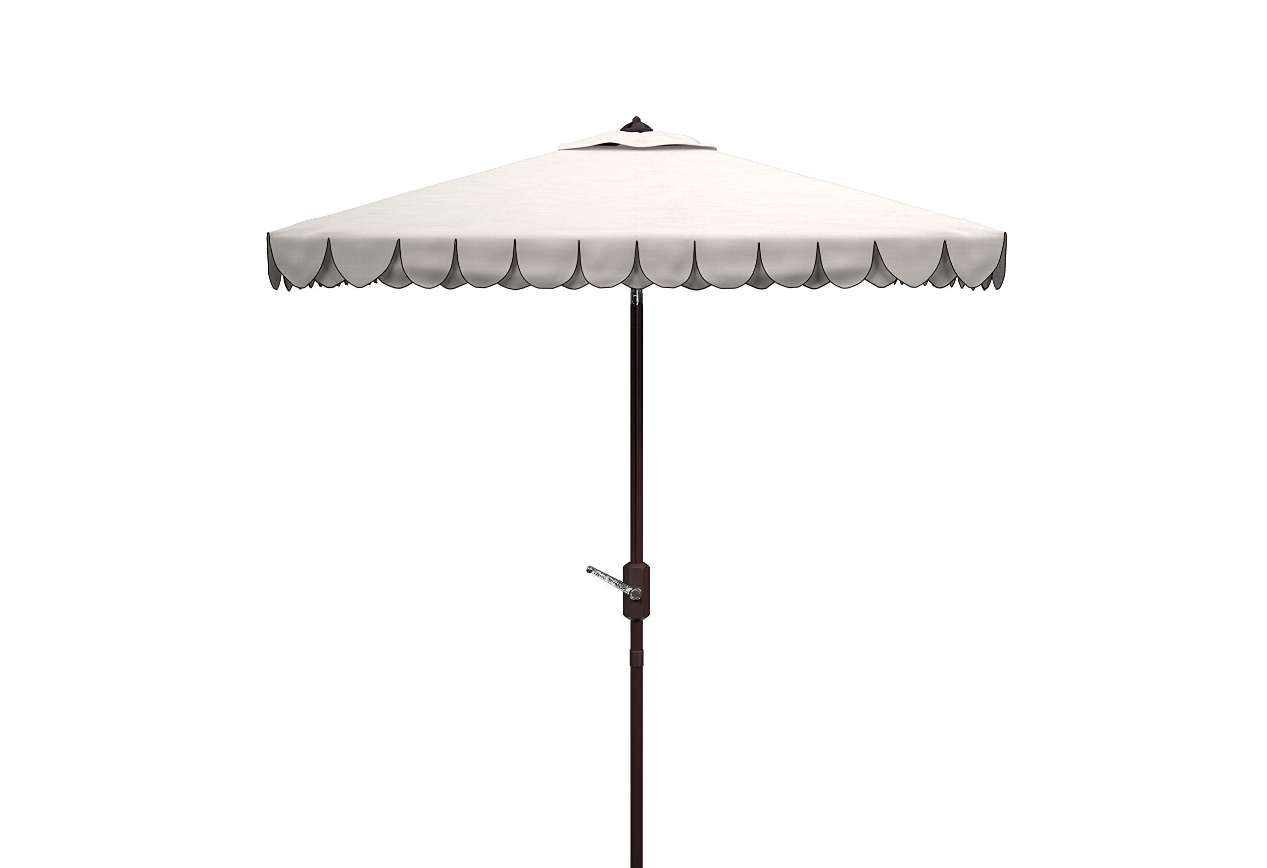 SAFAVIEH front view of ivory canopy and decorative valance provides shaded seating