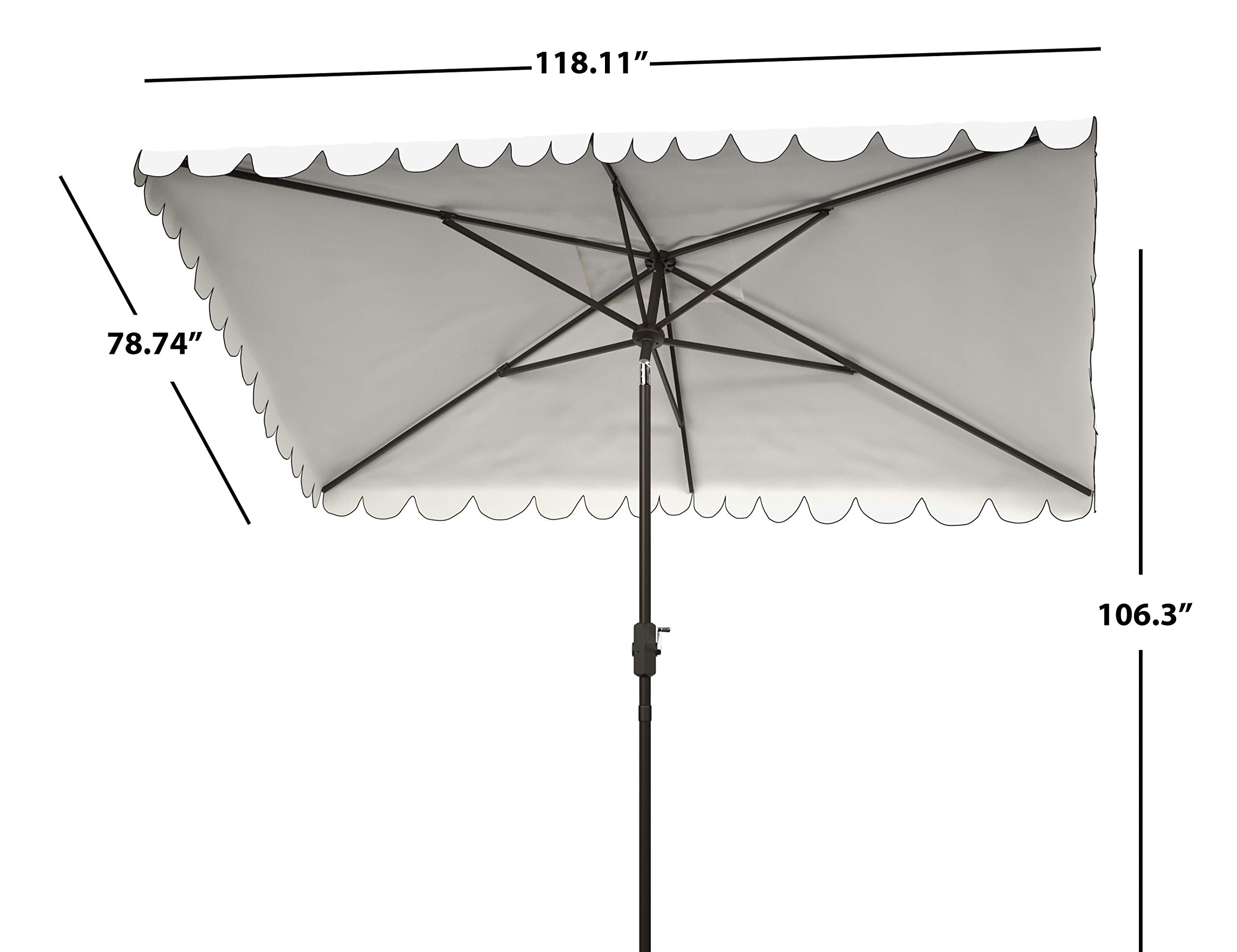 SAFAVIEH close-up of ivory black polyester canopy showing fade resistance