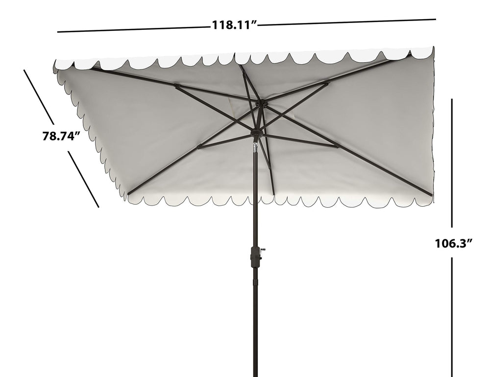 SAFAVIEH close-up of ivory black polyester canopy showing fade resistance