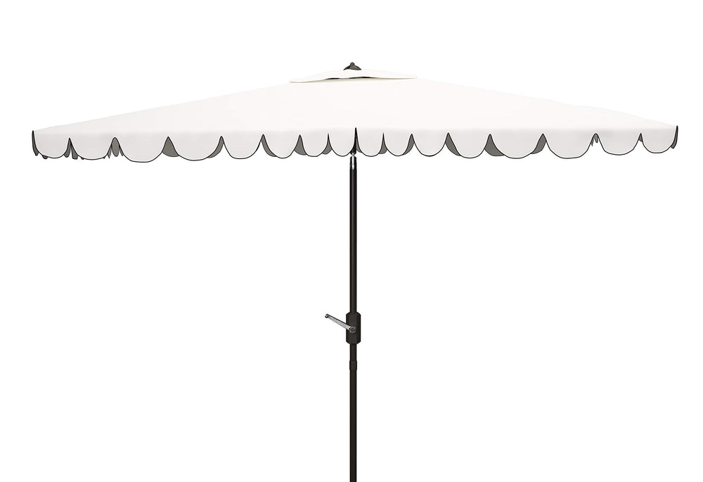 SAFAVIEH front view of rectangular umbrella showing coverage and style benefit