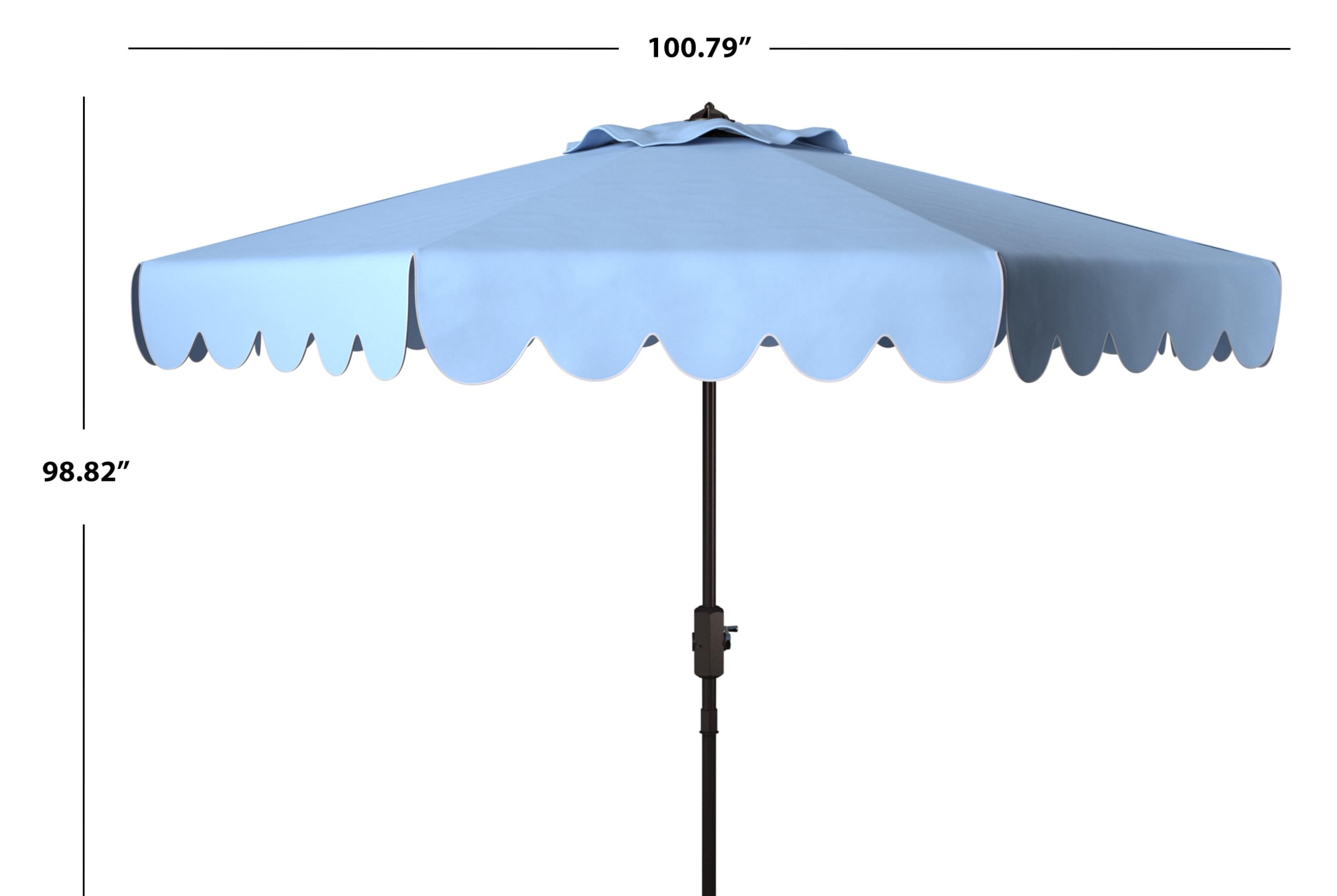 SAFAVIEH brown aluminum pole and reinforced ribs demonstrating durability