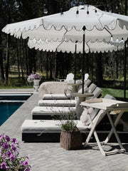 SAFAVIEH aluminum pole detail highlighting corrosion-resistant brown finish and crank