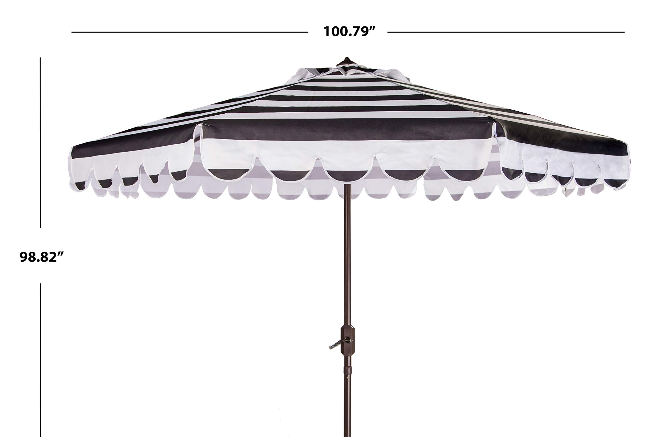 SAFAVIEH Vienna in-use on a patio providing stylish shade for dining and lounging areas