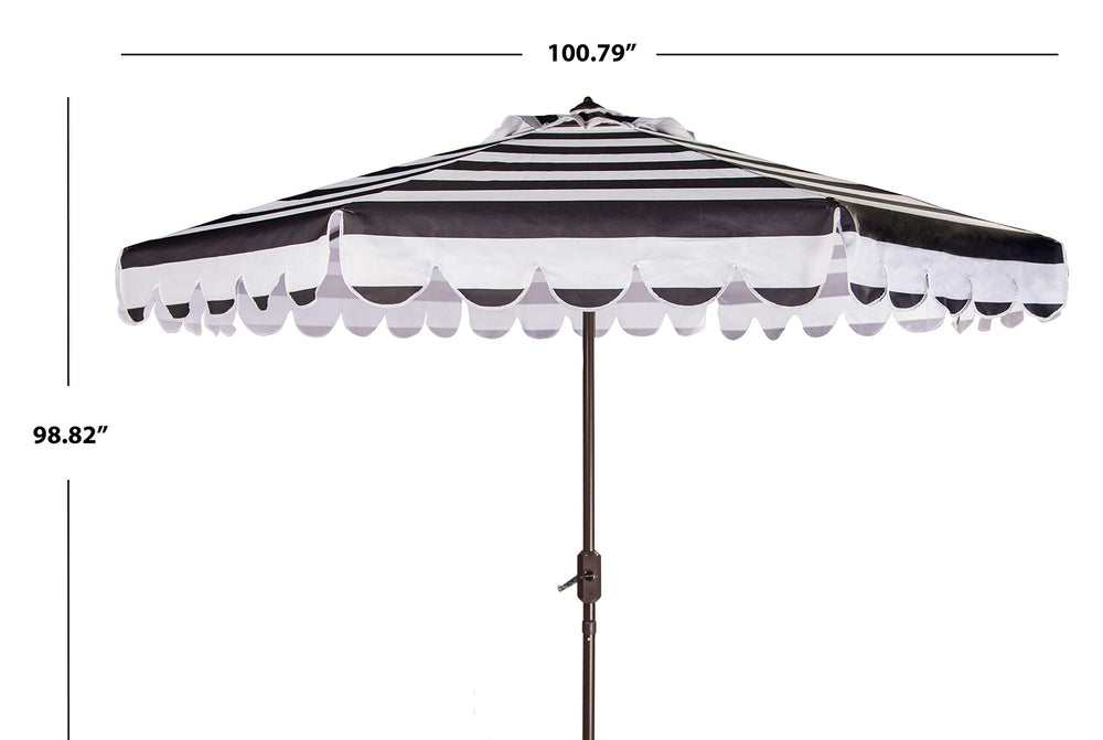 SAFAVIEH Vienna in-use on a patio providing stylish shade for dining and lounging areas