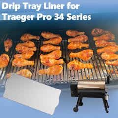 SafBbcue BAC410 liner installed in Traeger tray for easy cleanup