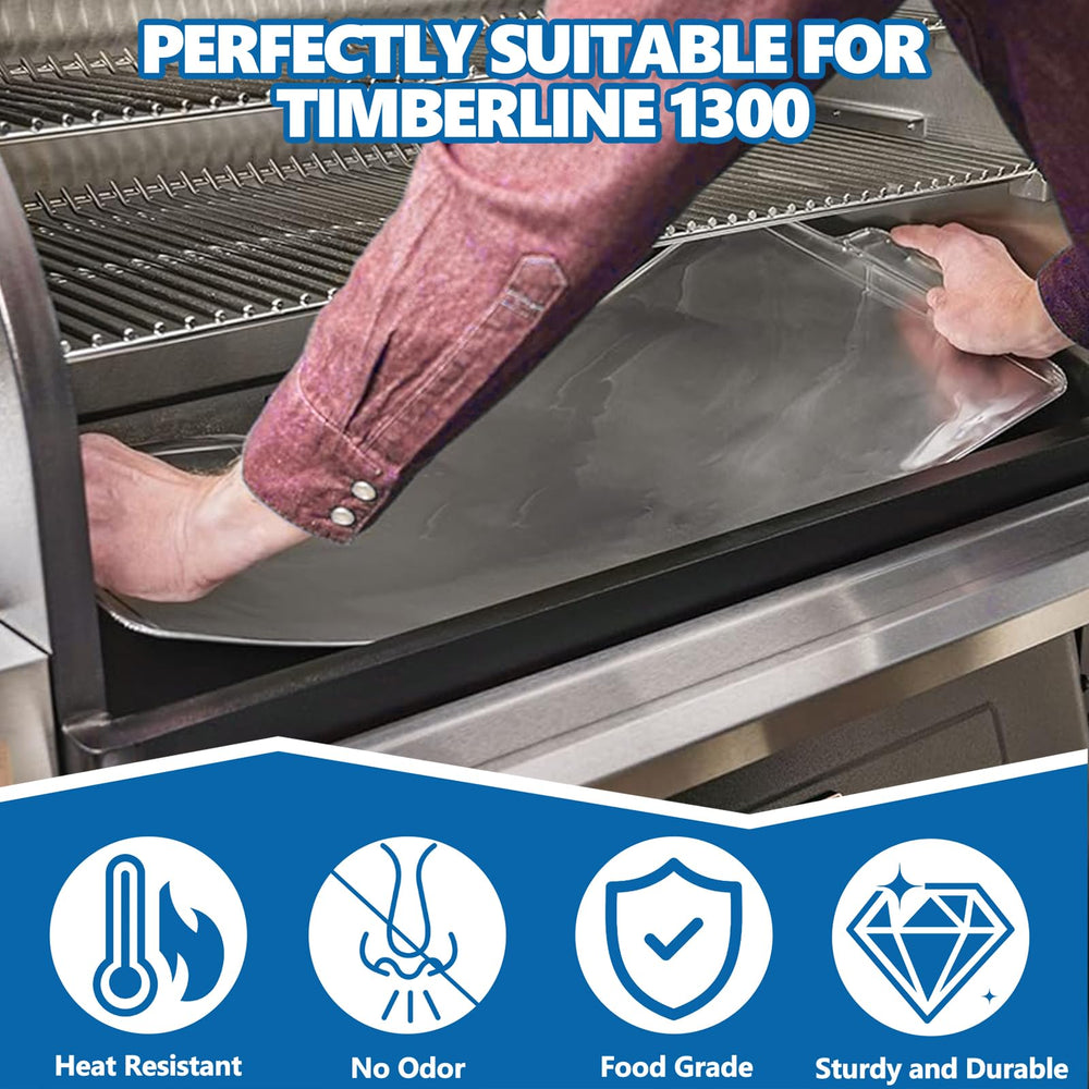 SafBbcue liner installed in Timberline 1300 tray for easy grease containment