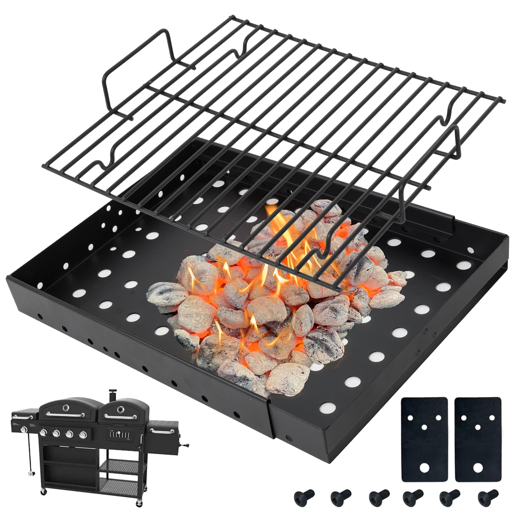 SafBbcue charcoal tray front view showing fit and shape for quick replacement