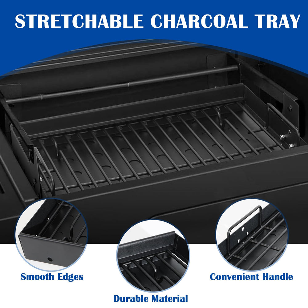 SafBbcue tray installed in a grill showing easy swap-in for improved airflow