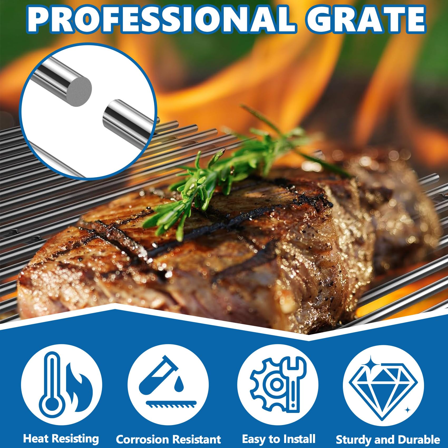 SafBbcue grates being wiped clean to show easy maintenance and stain resistance