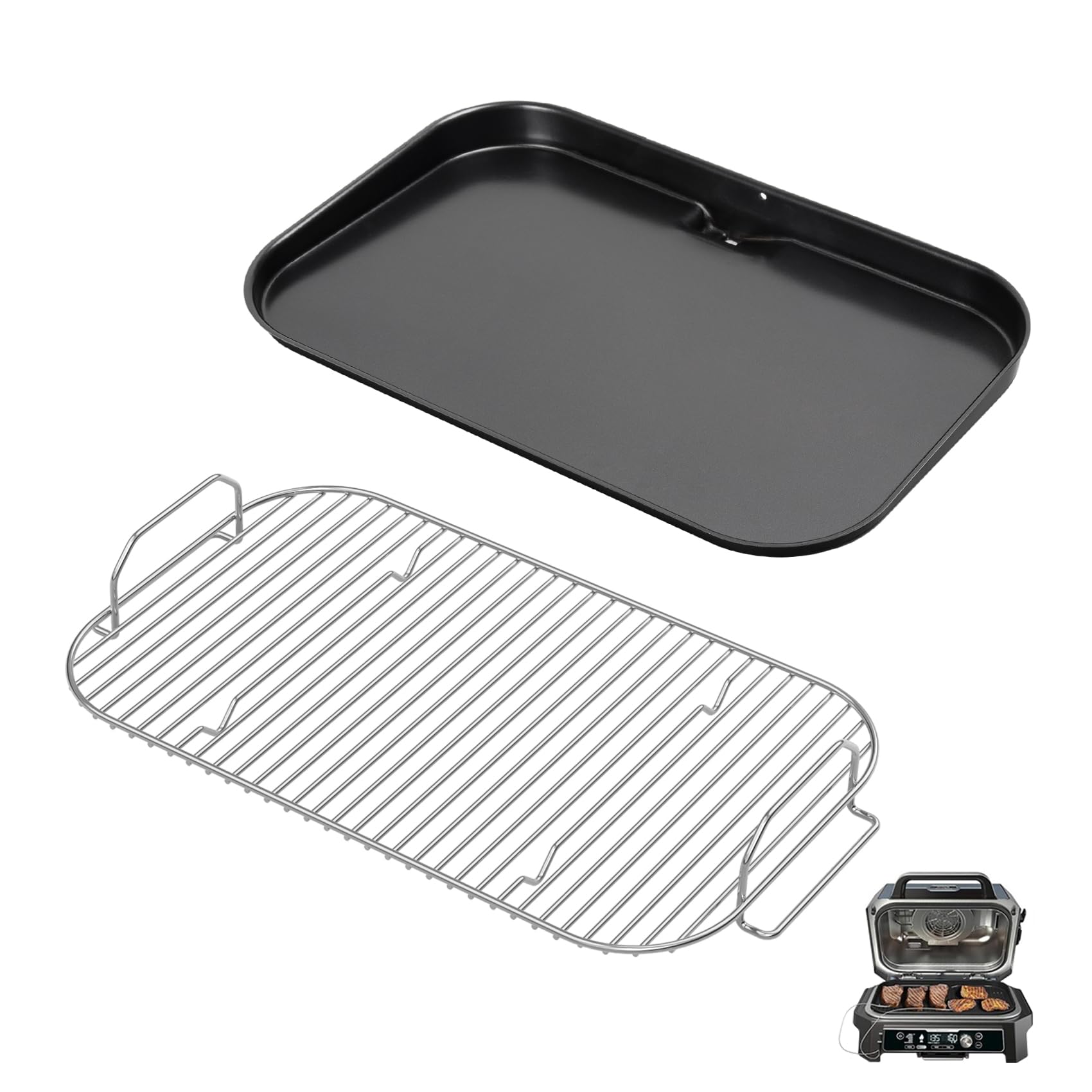 SafBbcue griddle front view showing smooth non-stick surface and fast cleanup