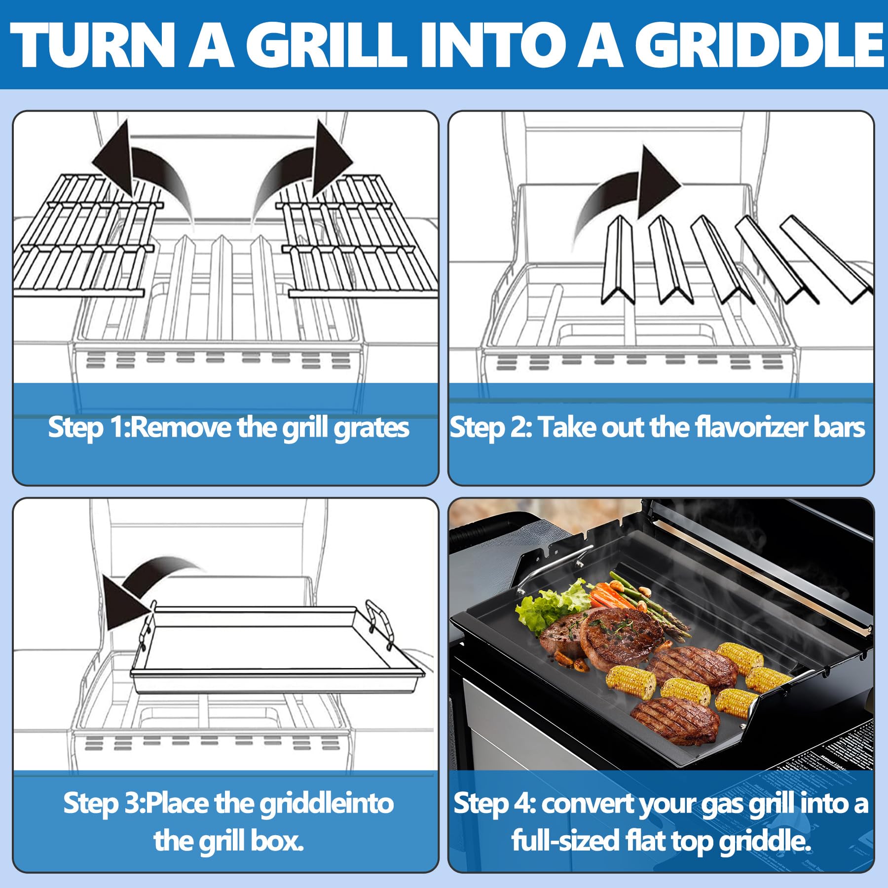 SafBbcue packaged griddle with silicone mitts and instruction manual
