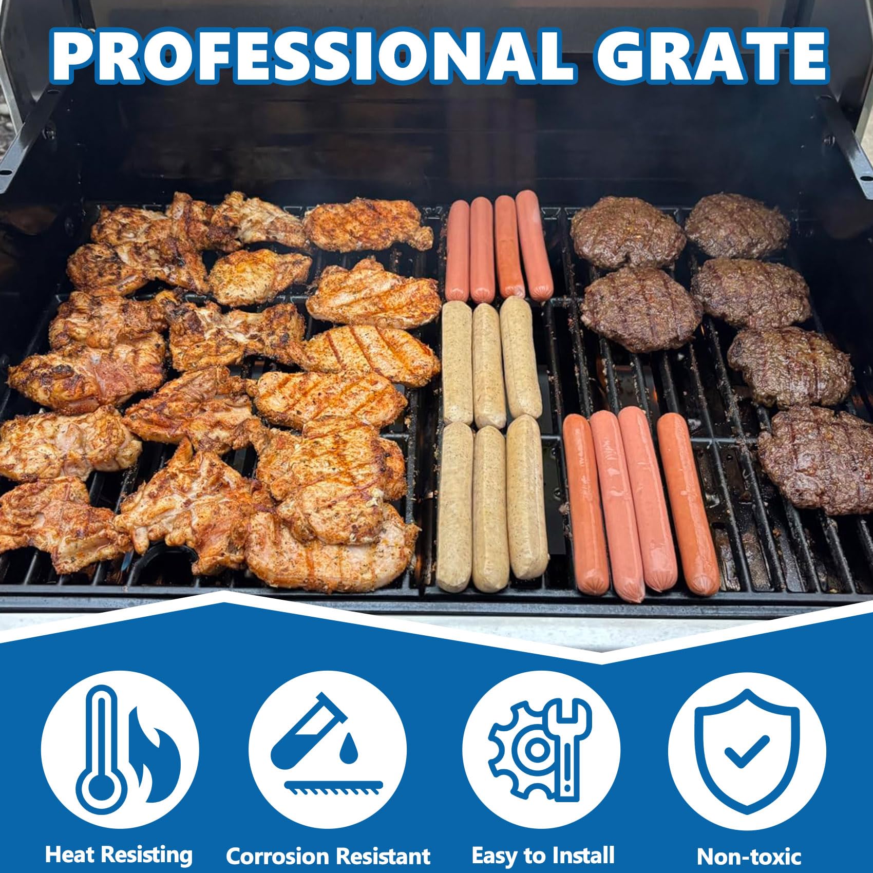 SafBbcue grates installed in Royal Gourmet grill for consistent heat
