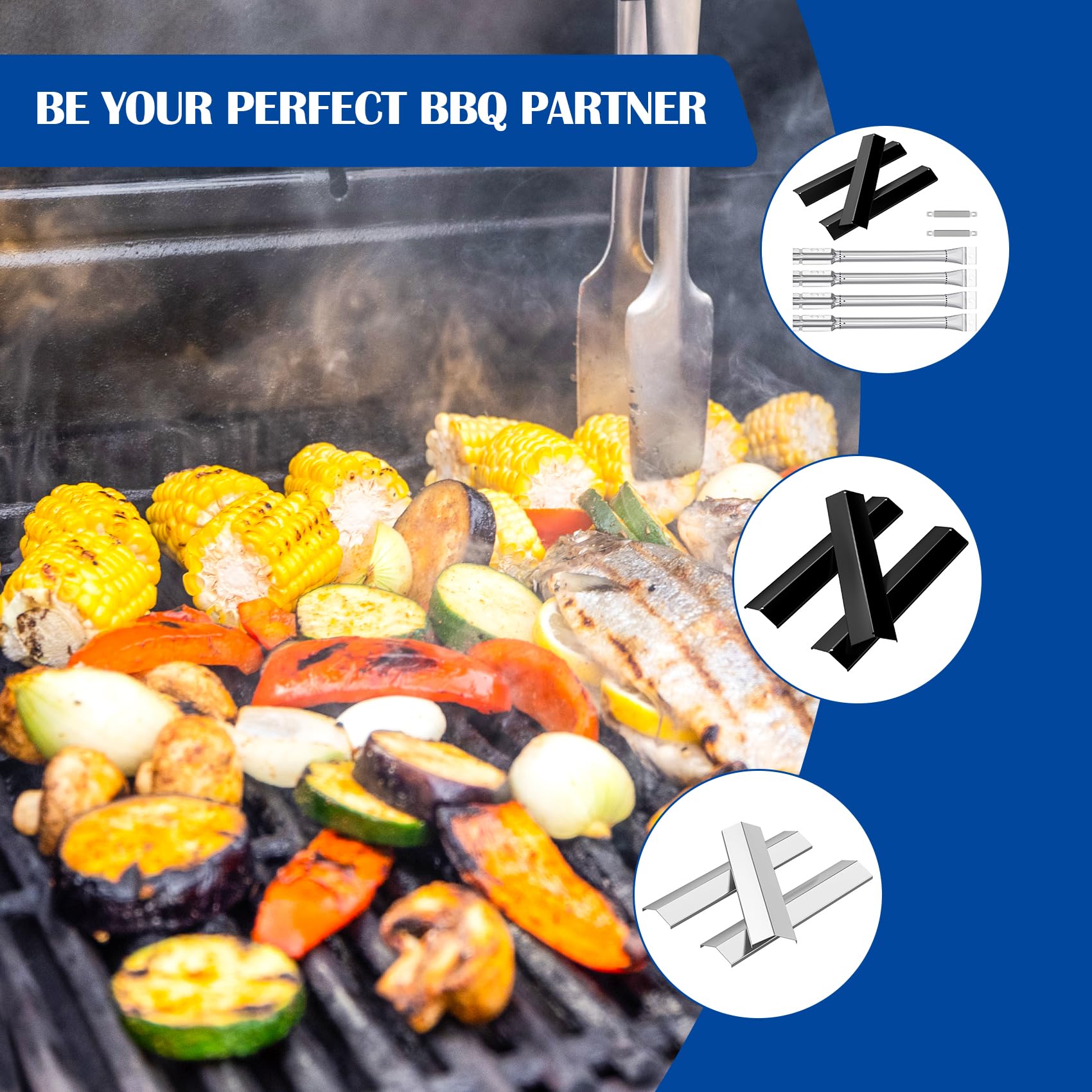SafBbcue lifestyle shot of grill with plates installed for consistent cooking