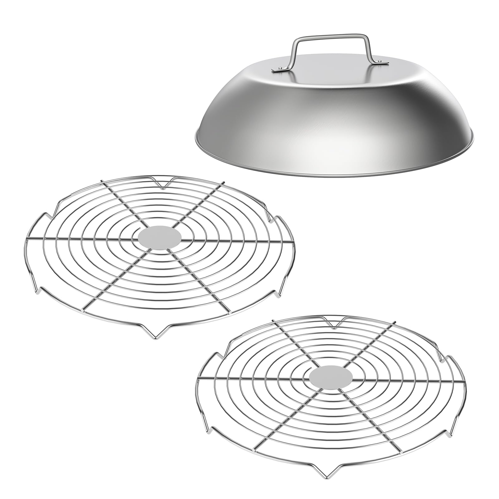 SafBbcue melting dome front view showing polished stainless finish and size advantage