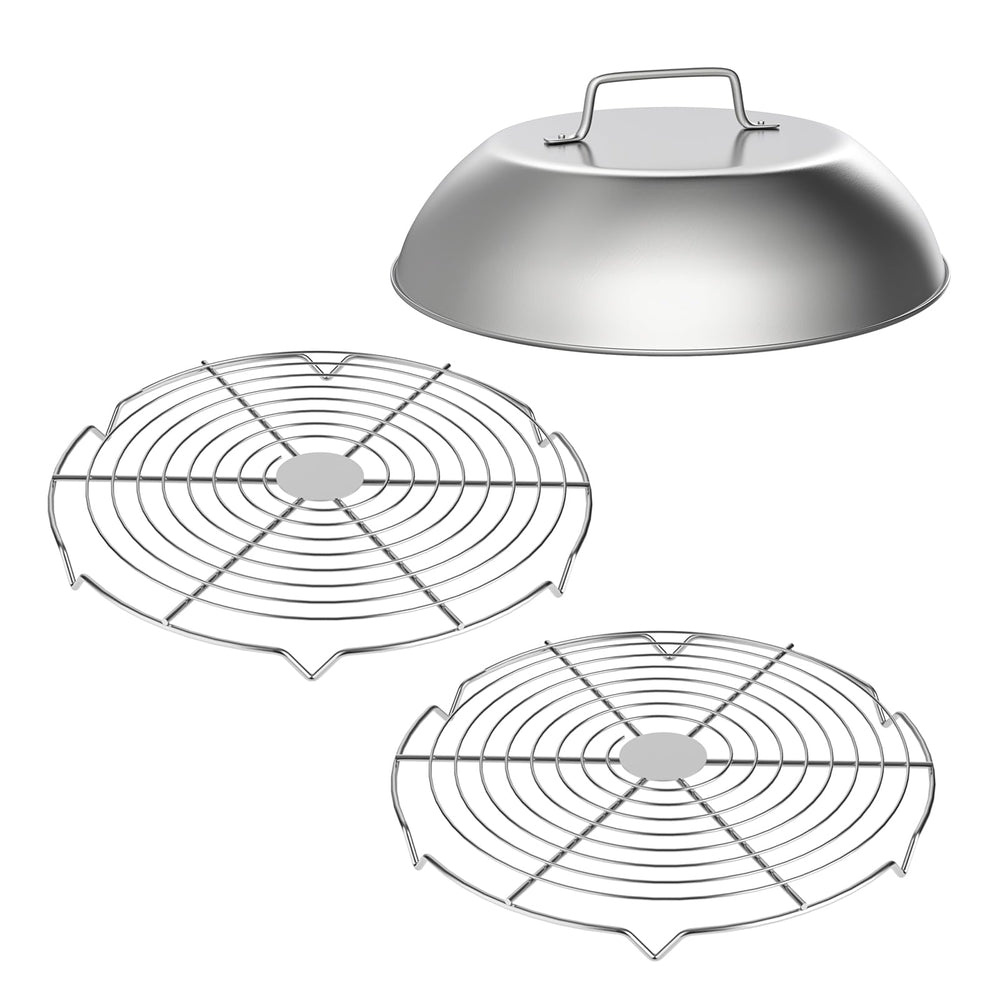 SafBbcue melting dome front view showing polished stainless finish and size advantage