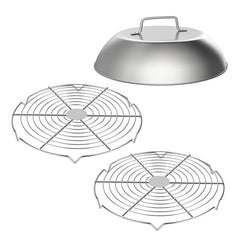 SafBbcue melting dome front view showing polished stainless finish and size advantage