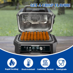 SafBbcue rack holding roast in grill demonstrating improved smoke caramelization