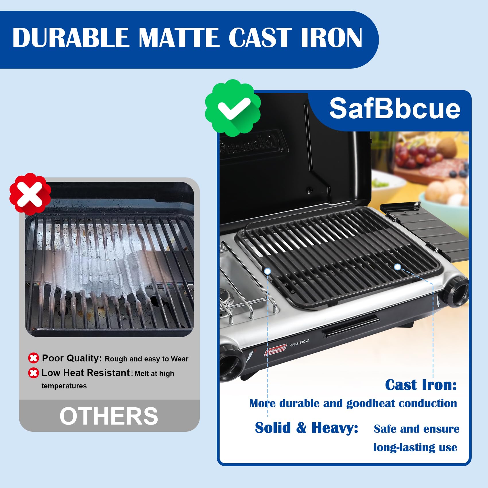 SafBbcue grate producing clear sear marks for better flavor and presentation