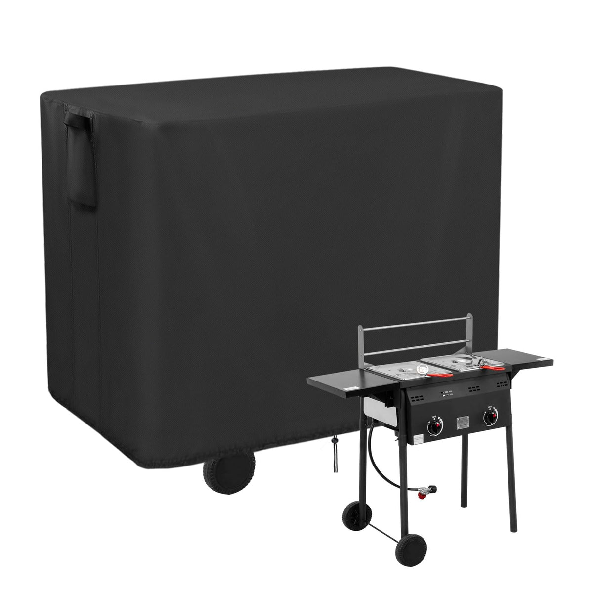 Safipotts front view of fryer cover showing full waterproof protection