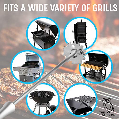 Built-in bottle opener on Sage Owl scraper offering on-grill convenience
