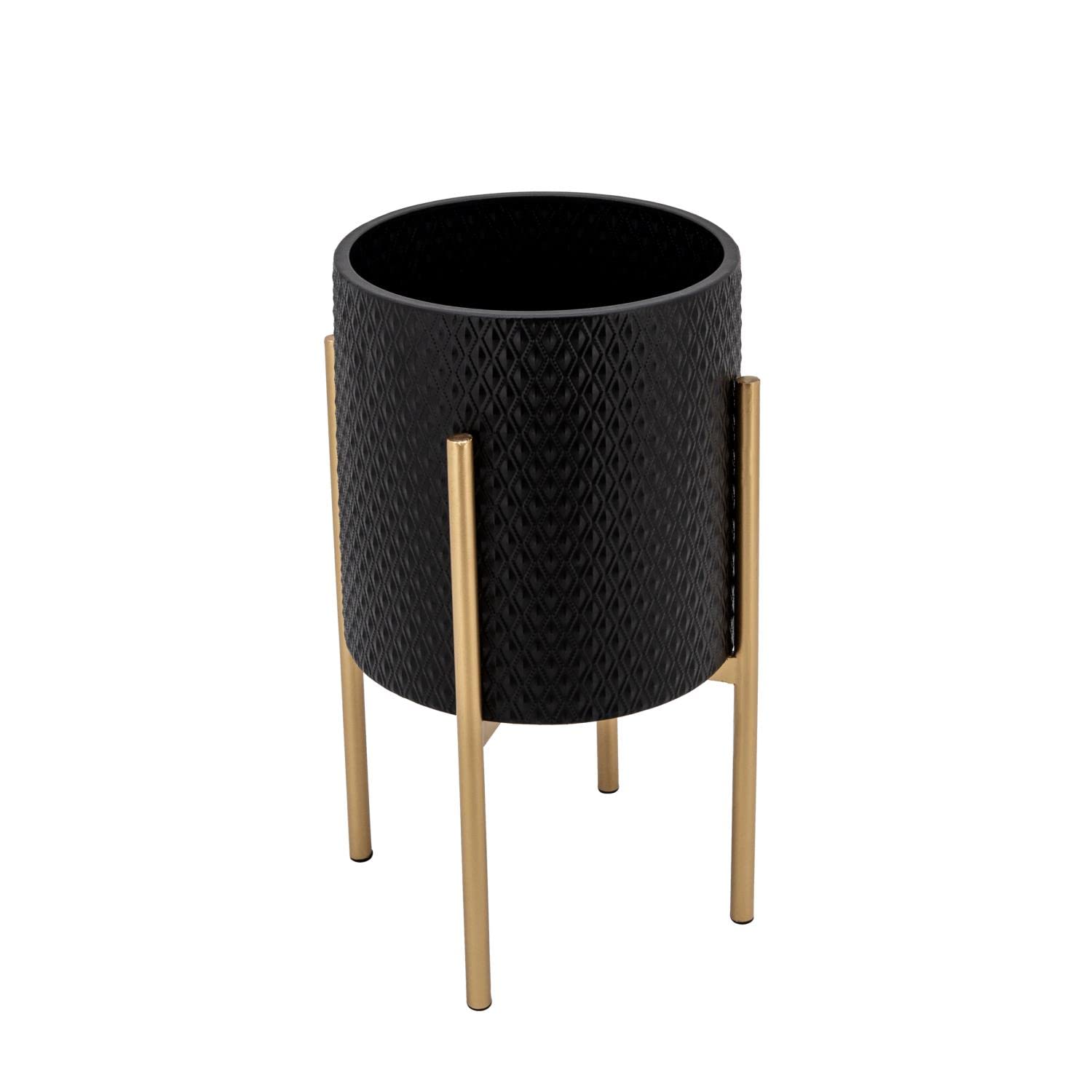 Sagebrook Home front view of black and gold planters showing elegant height and contrast