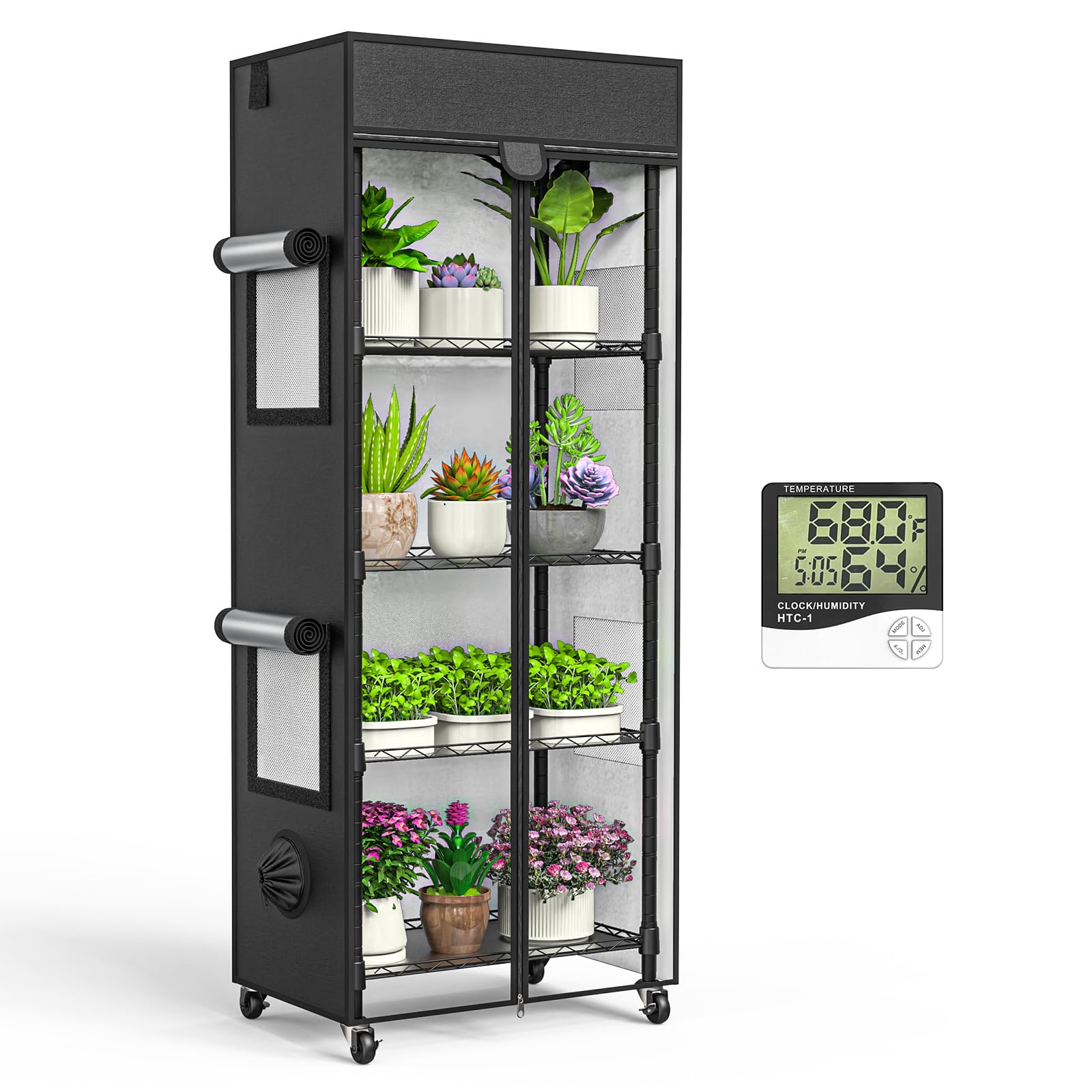 sagrynfp front view showing full assembled greenhouse and accessible door for quick checks