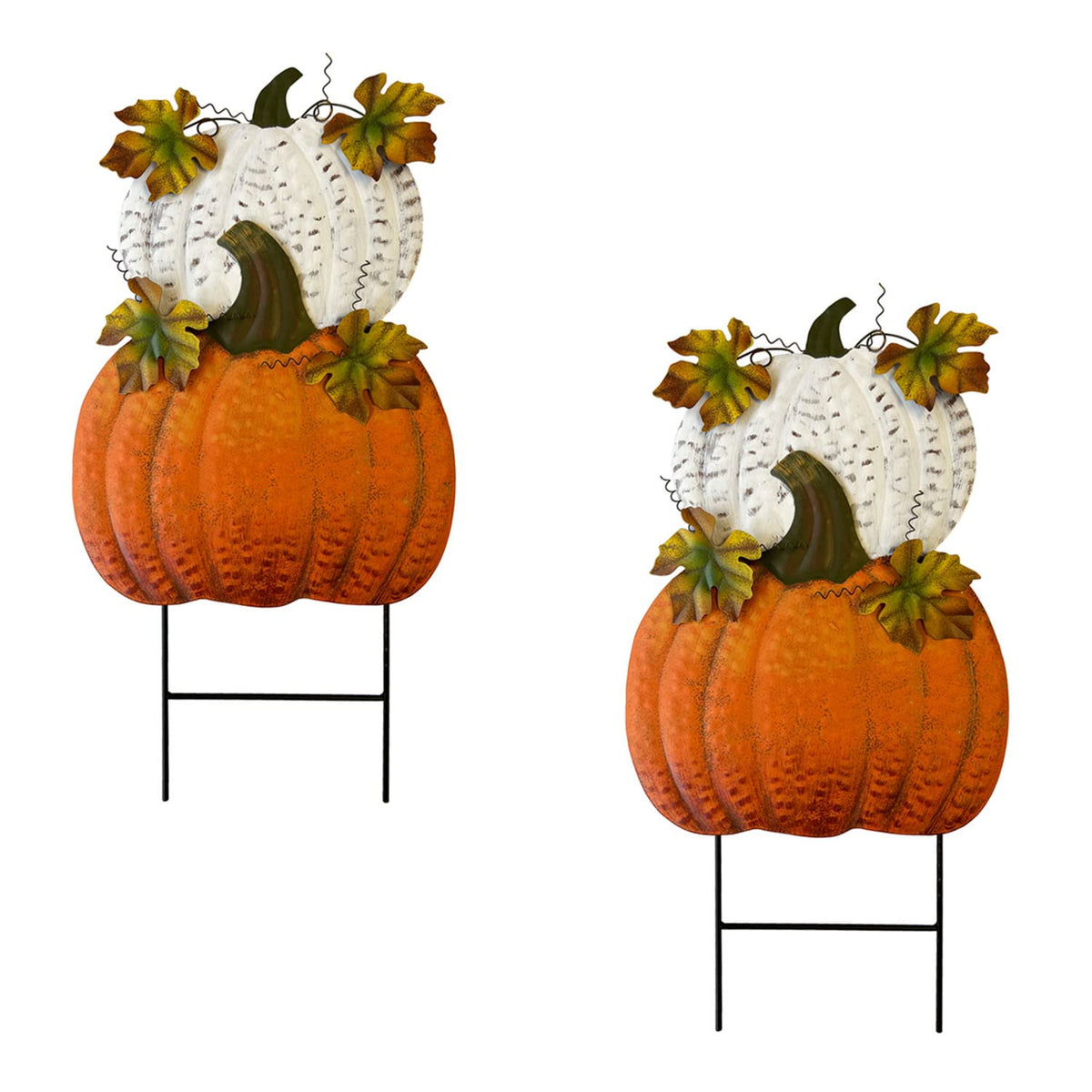 SAGUZOU front view stacked pumpkins adds instant autumn curb appeal