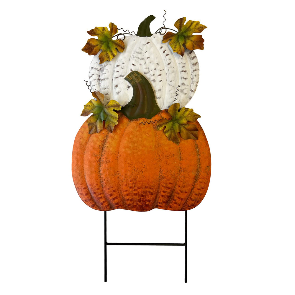 SAGUZOU front view stacked pumpkins showing welcoming fall curb appeal