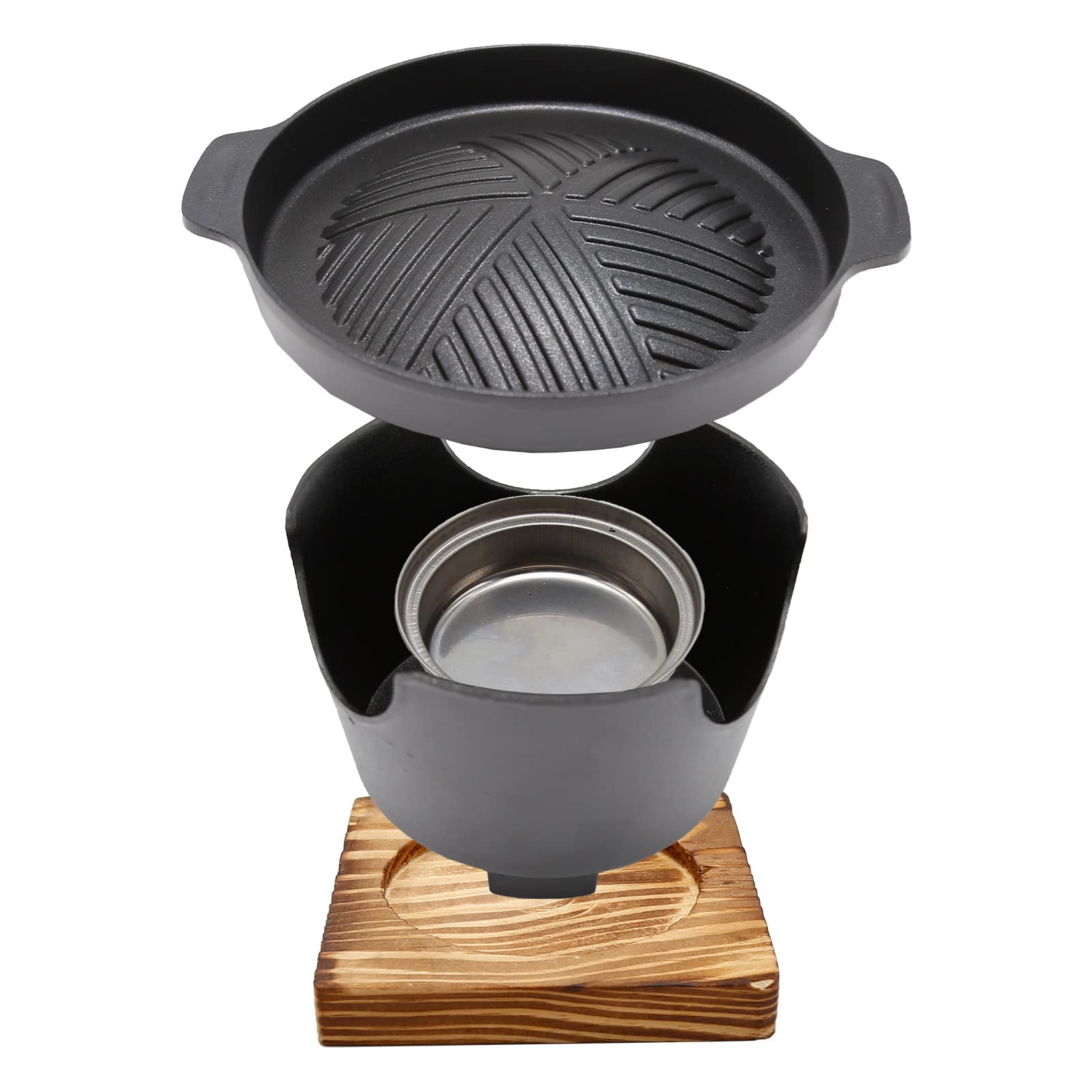 Saihisday front view showing the full hot pot and included trivet for easy serving