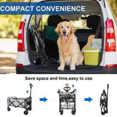 SAILARY folded wagon in car trunk demonstrating compact storage and portability