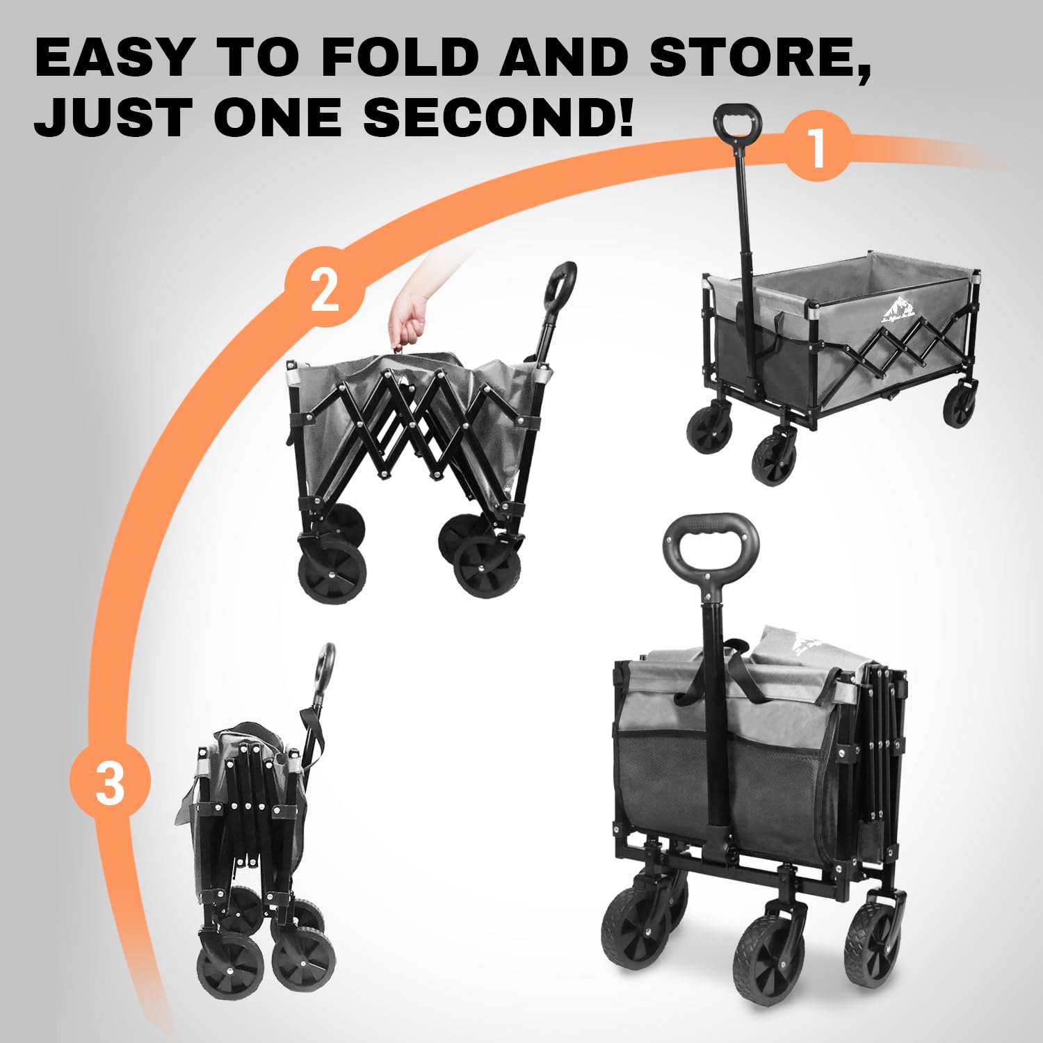 SAILARY wagon folded compactly showing space-saving storage benefit