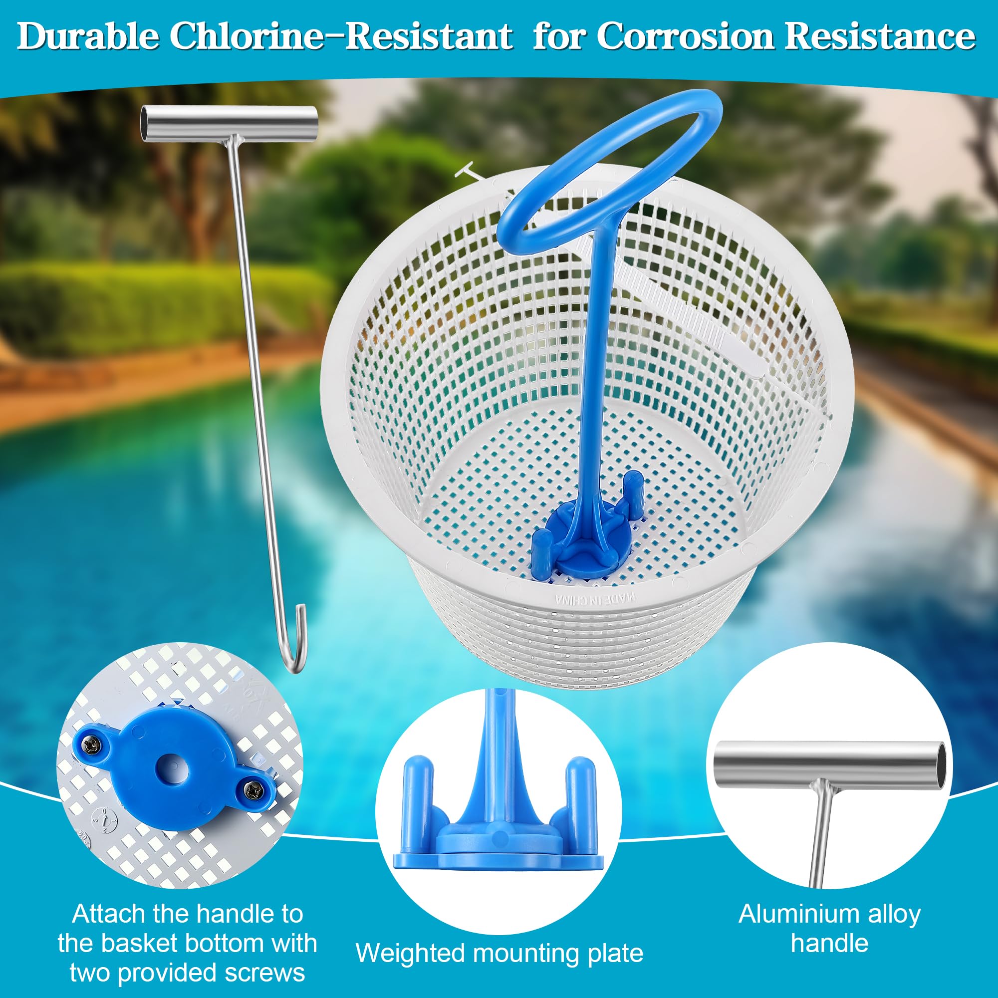 Saillong skimmer basket sitting in pool skimmer throat for safe removal benefit