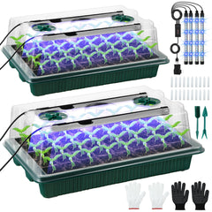 Saillong front view of 2-pack seed starter tray showing complete kit benefits