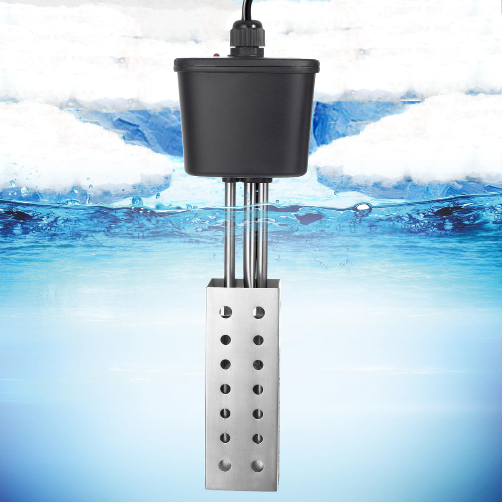 Saillong front view of floating pond heater showing compact design and safety