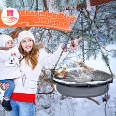 Sailong heater placed in birdbath with birds drinking, ensures open water
