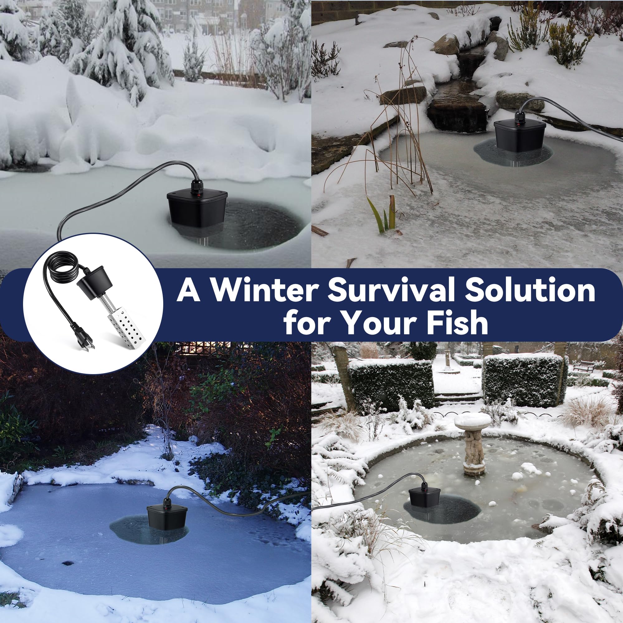 Saillong installed in small pond depicting easy setup and winter pond care