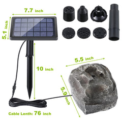 Saillong side profile of solar bird bath fountain demonstrating stable placement