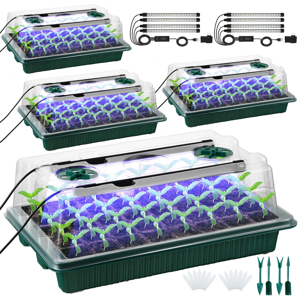Saillong front view of full starter kit showing trays and domes for organized propagation
