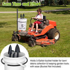Saillong mounted on mower with 5-gallon bucket in use for easier cleanup