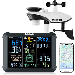 sainlogic front display showing clear weather data and easy reading
