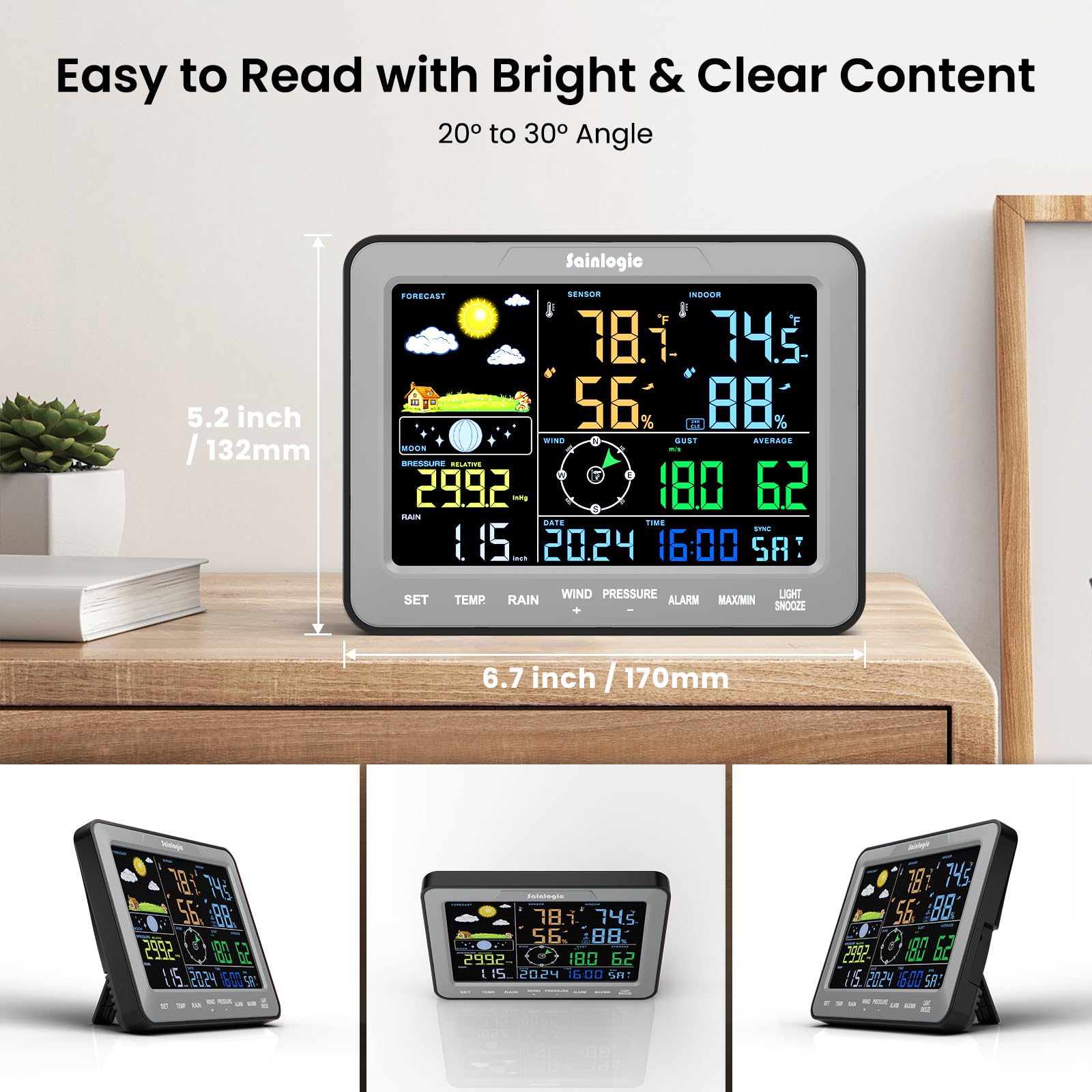 sainlogic outdoor sensor assembly with solar panel for continuous power